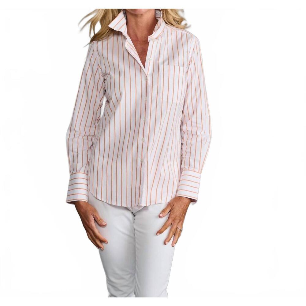 NEW CLARIDGE + KING ivy button down shirt in tangerine striped
